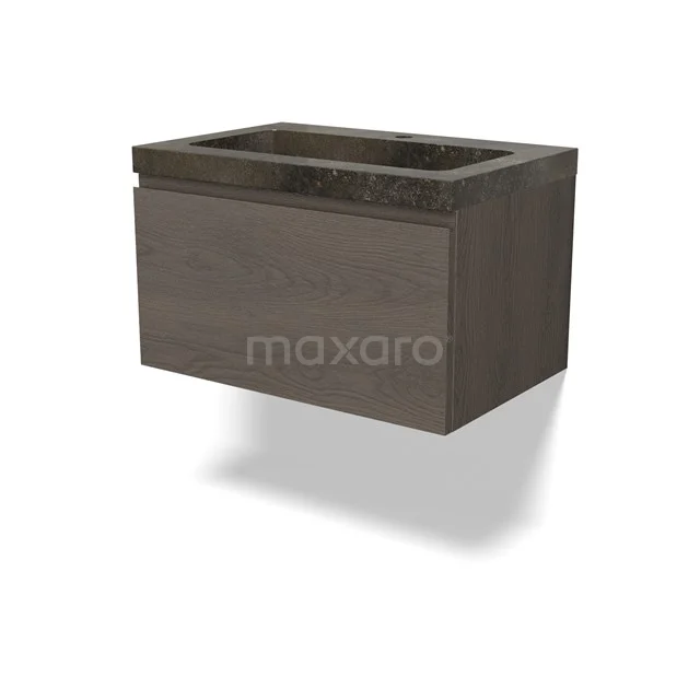 Modulo Vanity units with basin | 70 cm Dark brown oak Handle-less front Natural stone 1 drawer BMW11-04647