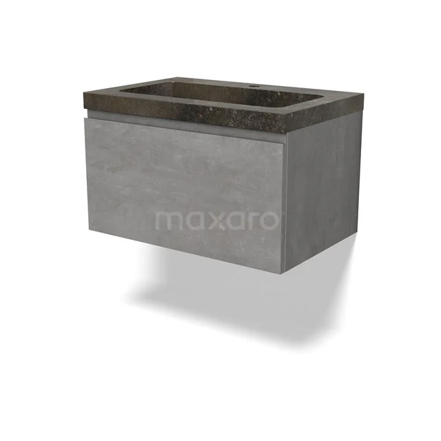 Modulo Bathroom furniture with sink | 70 cm Light grey concrete Handle-less front Natural stone 1 drawer BMW11-04648