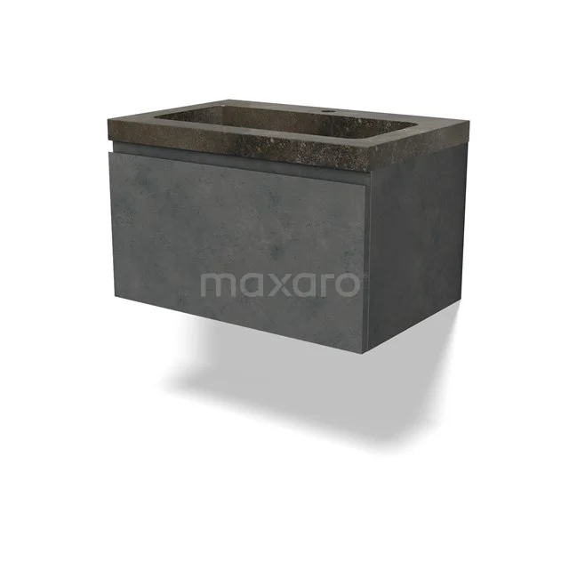 Modulo Vanity units with basin | 70 cm Dark grey concrete Handle-less front Natural stone 1 drawer BMW11-04649