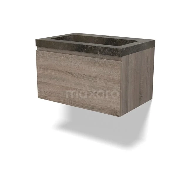 Modulo Vanity units with basin | 70 cm Oak Handle-less front Natural stone 1 drawer BMW11-04650