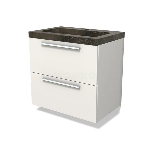 Modulo Bathroom furniture with sink | 70 cm Matte white Flat front Natural stone 2 Stacked drawers BMW17-04791