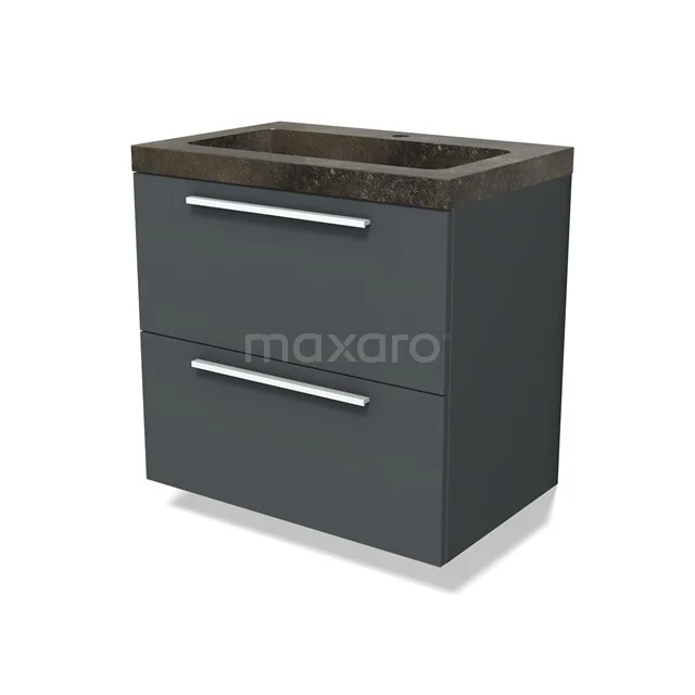 Modulo Vanity units with basin | 70 cm Dark grey Flat front Natural stone 2 Stacked drawers BMW17-04794