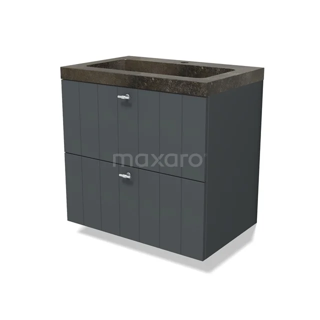 Modulo Bathroom furniture with sink | 70 cm Dark grey Slat front Natural stone 2 Stacked drawers BMW17-04795