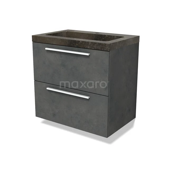 Modulo Bathroom furniture with sink | 70 cm Dark grey concrete Flat front Natural stone 2 Stacked drawers BMW17-04810