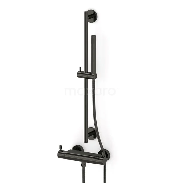 Radius Aufputz-Brausegarnitur | Schwarzchrom Thermostatarmatur mit Handbrause 1 Position AOB55-00001