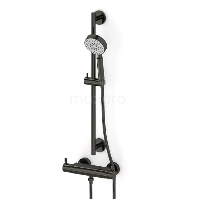 Shower set with thermostatic mixer, Radius Black chrome, Black chrome AOB55-00002