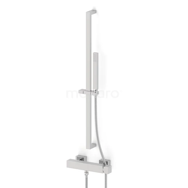 Cubic exposed shower mixer tap set | Chrome Mixer tap with handheld shower 1 position AOC22-00002