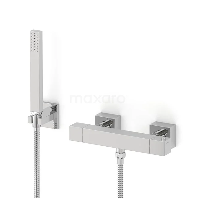 Cubic Aufputz-Brausebatterie-Set | Chrom Mischbatterie mit Handbrause 1 Position AOC22-00007 Cubic Aufputz-Brausebatterie-Set | Chrom Mischbatterie mit Handbrause 1 Position AOC22-00007