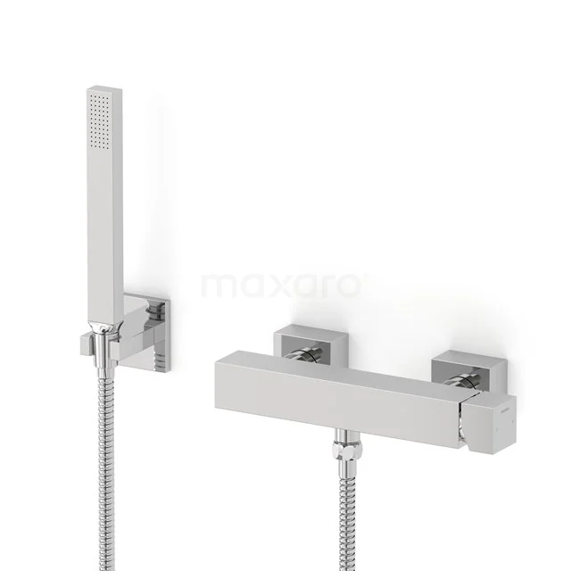 Cubic exposed shower mixer tap set | Chrome Mixer tap with handheld shower 1 position AOC22-00008