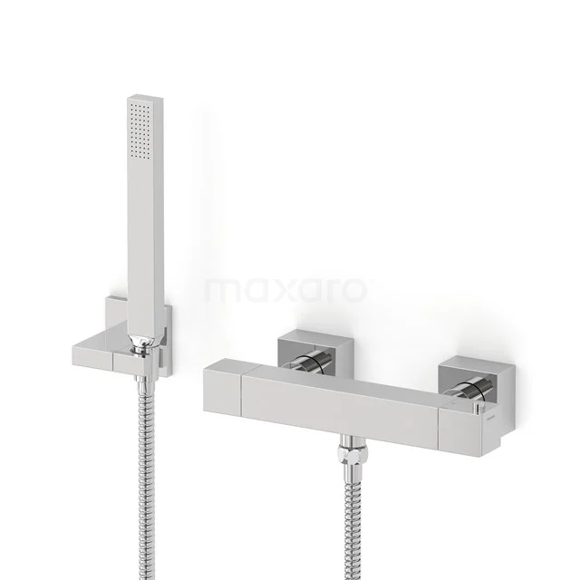 Cubic exposed shower mixer tap set | Chrome Mixer tap with handheld shower 1 position AOC22-00009