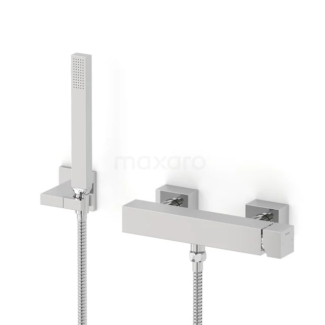 Cubic exposed shower mixer tap set | Chrome Mixer tap with handheld shower 1 position AOC22-00010