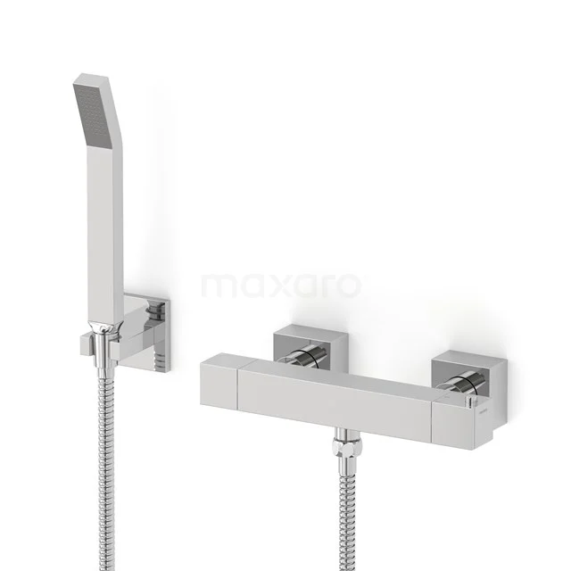 Cubic exposed shower mixer tap set | Chrome Mixer tap with handheld shower 1 position AOC22-00011