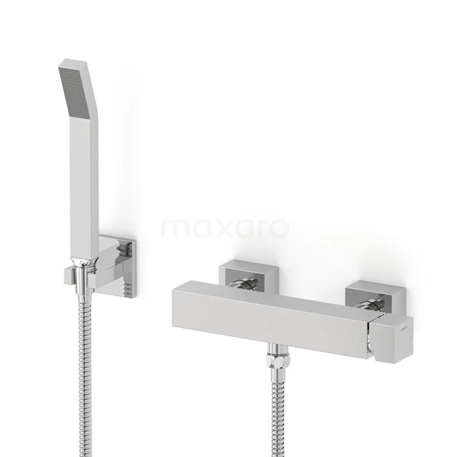 Cubic exposed shower mixer tap set | Chrome Mixer tap with handheld shower 1 position AOC22-00012