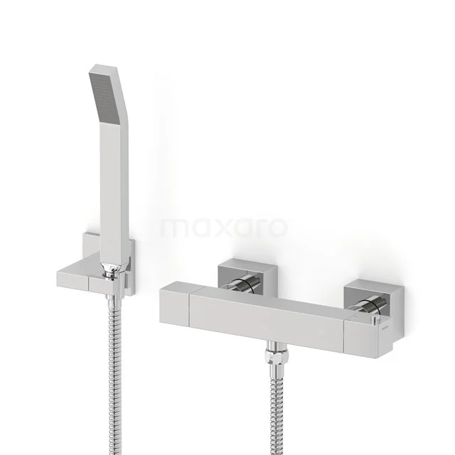 Cubic exposed shower mixer tap set | Chrome Mixer tap with handheld shower 1 position AOC22-00013