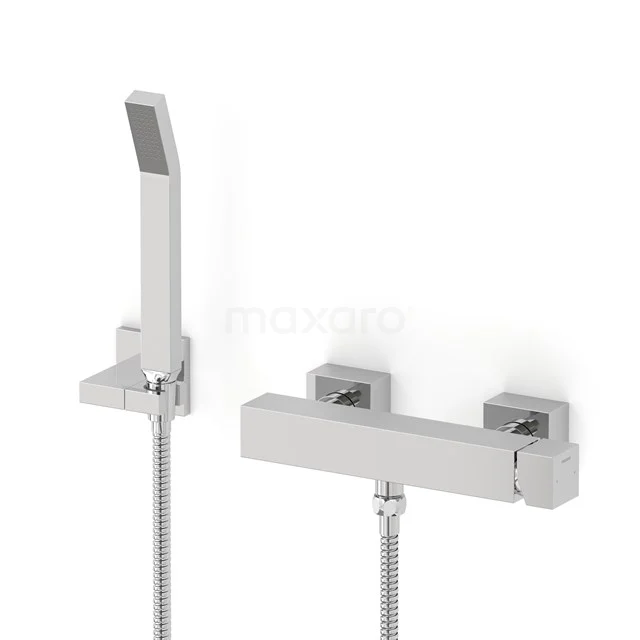 Cubic exposed shower mixer tap set | Chrome Mixer tap with handheld shower 1 position AOC22-00014