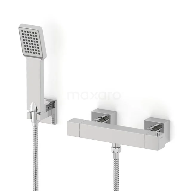 Cubic exposed shower mixer tap set | Chrome Mixer tap with handheld shower 1 position AOC22-00015