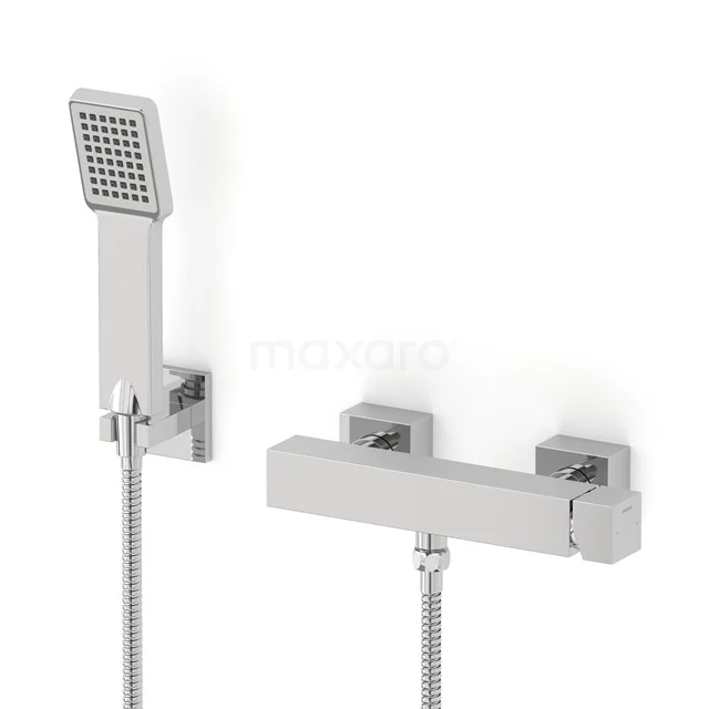 Cubic exposed shower mixer tap set | Chrome Mixer tap with handheld shower 1 position AOC22-00016