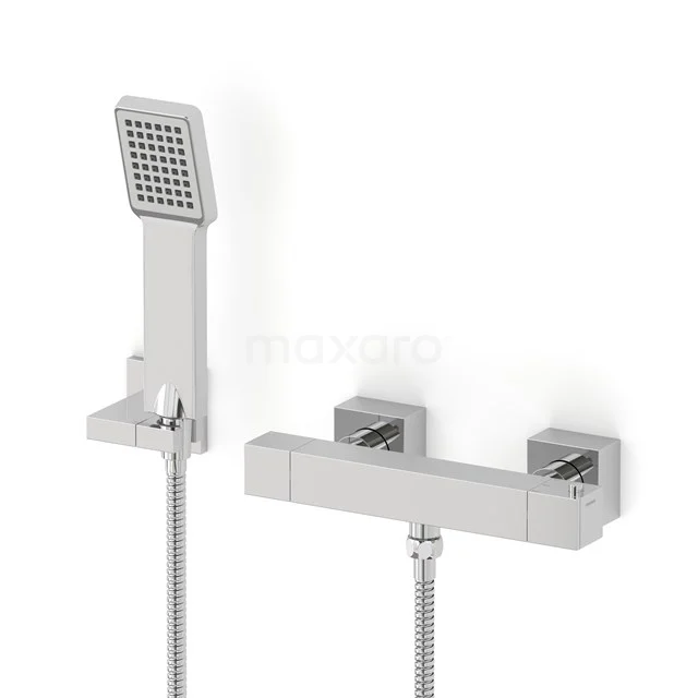 Cubic exposed shower mixer tap set | Chrome Mixer tap with handheld shower 1 position AOC22-00017