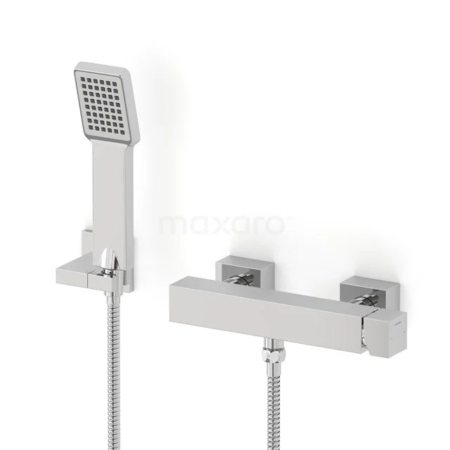 Cubic exposed shower mixer tap set | Chrome Mixer tap with handheld shower 1 position AOC22-00018