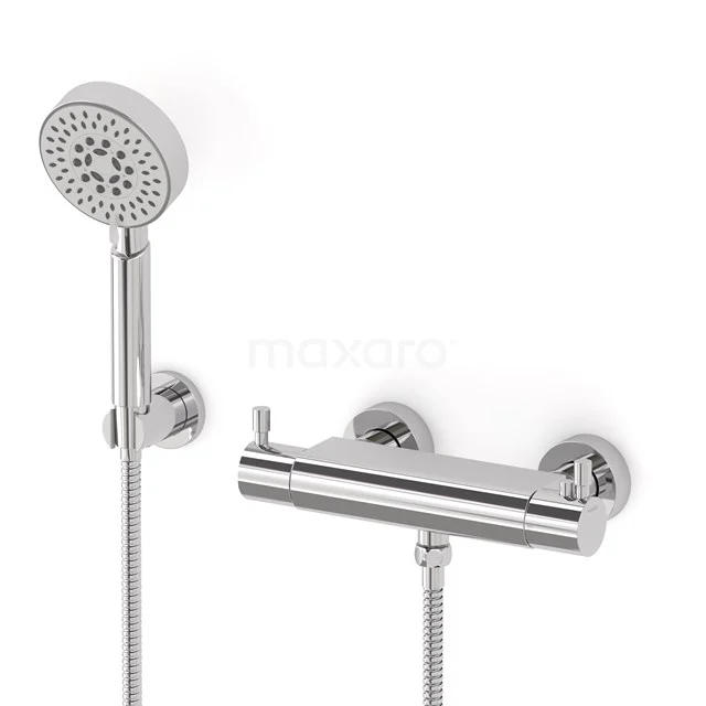 Radius exposed shower mixer set | Chrome Thermostatic mixer with handheld shower 5 positions AOC55-00009