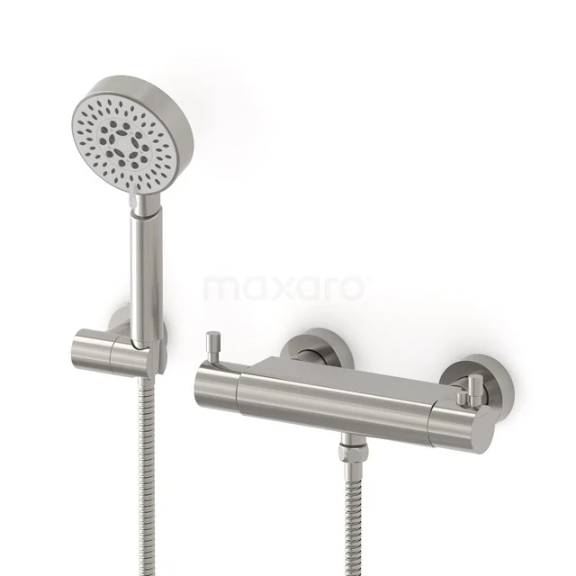 Radius exposed shower mixer set | Stainless steel Thermostatic mixer with handheld shower 5 positions AOR55-00006