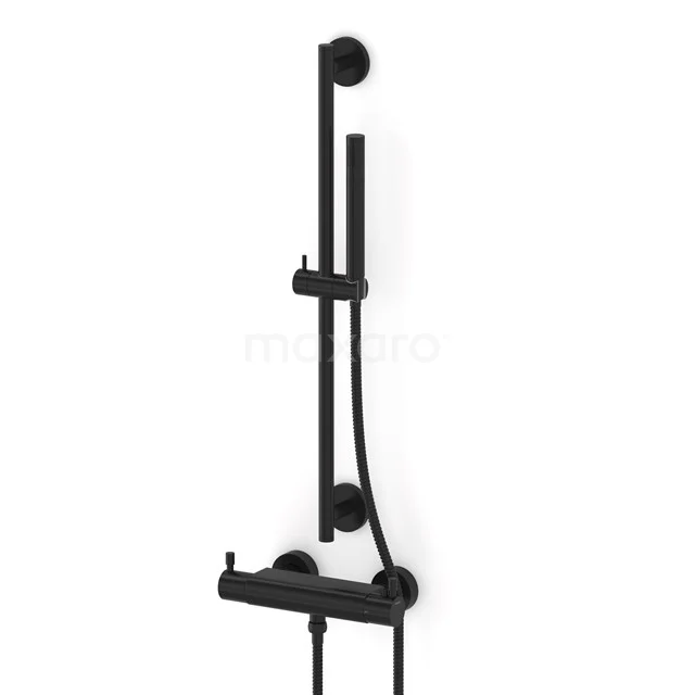 Radius exposed shower mixer set | Black Thermostatic mixer with handheld shower 1 position AOZ55-00001