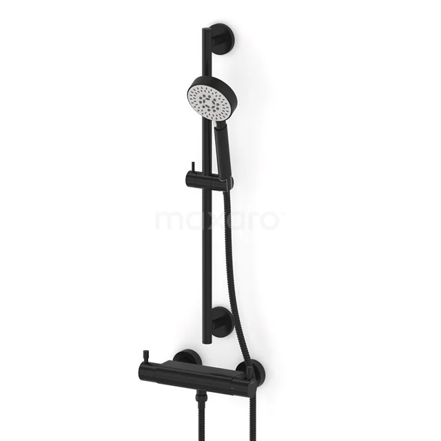 Radius exposed shower mixer set | Black Thermostatic mixer with handheld shower 5 positions AOZ55-00002