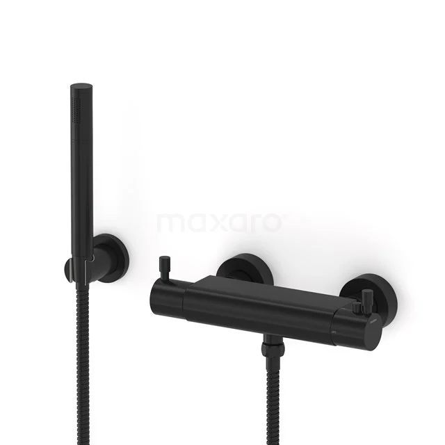 Radius exposed shower mixer set | Black Thermostatic mixer with handheld shower 1 position AOZ55-00003
