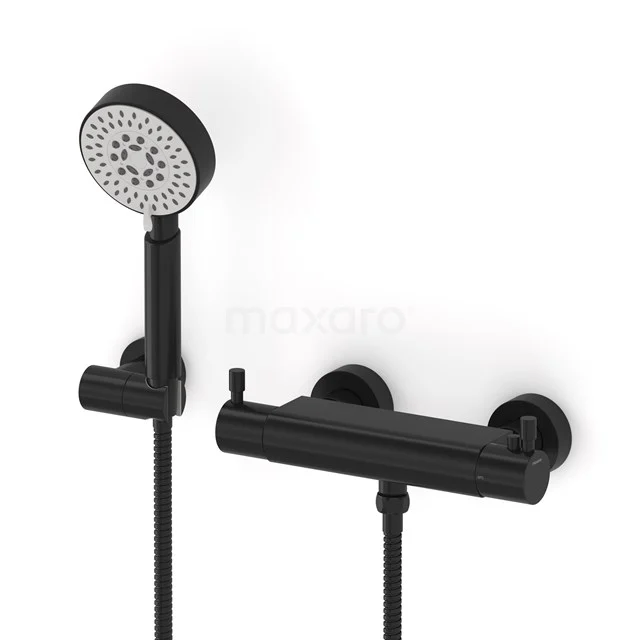 Radius exposed shower mixer set | Black Thermostatic mixer with handheld shower 5 positions AOZ55-00006