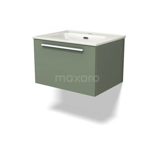 Modulo Bathroom furniture with sink | 60 cm Sage green Flat front Ceramic 1 drawer BMW11-03929