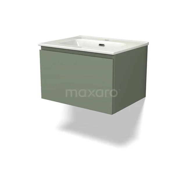 Modulo Bathroom furniture with sink | 60 cm Sage green Handle-less front Ceramic 1 drawer BMW11-03944