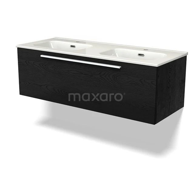 Modulo Waschtische | 120 cm Schwarze Eiche Flach front Keramik 1 Schublade BMW11-04199