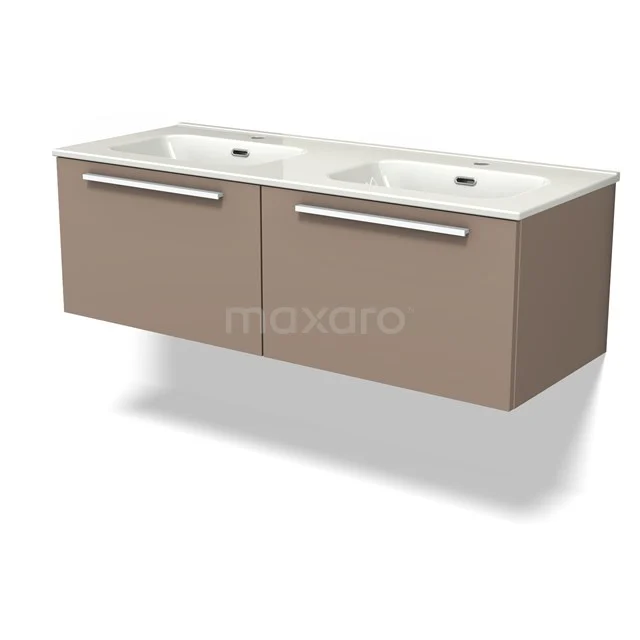 Modulo Badkamermeubel met wastafel | 120 cm Taupe Vlak front Keramiek 2 lades naast elkaar BMW12-00877