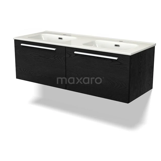 Modulo Bathroom furniture with sink | 120 cm Black oak Flat front Ceramic 2 Side-by-side drawers BMW12-00937
