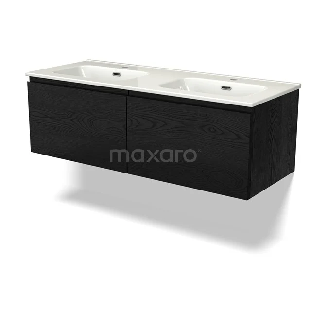 Modulo Vanity units with basin | 120 cm Black oak Handle-less front Ceramic 2 Side-by-side drawers BMW12-00951