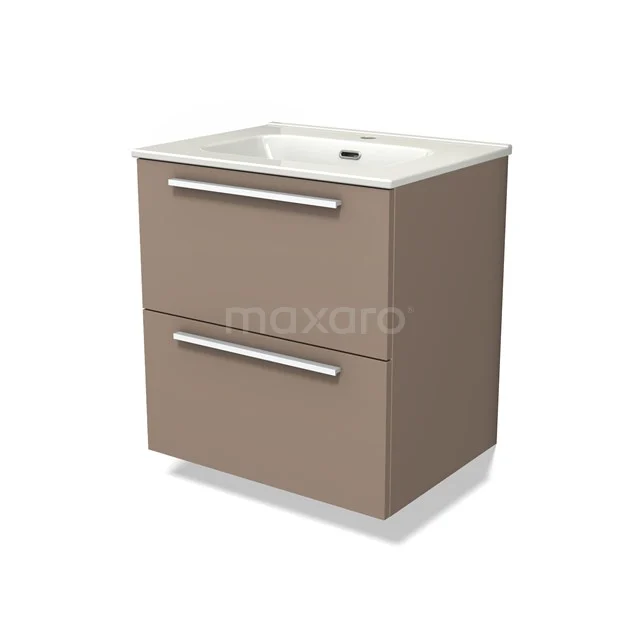 Modulo Vanity units with basin | 60 cm Taupe Flat front Ceramic 2 Stacked drawers BMW17-03944