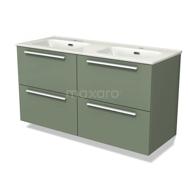 Modulo Vanity units with basin | 120 cm Sage green Flat front Ceramic 4 drawers BMW18-00946