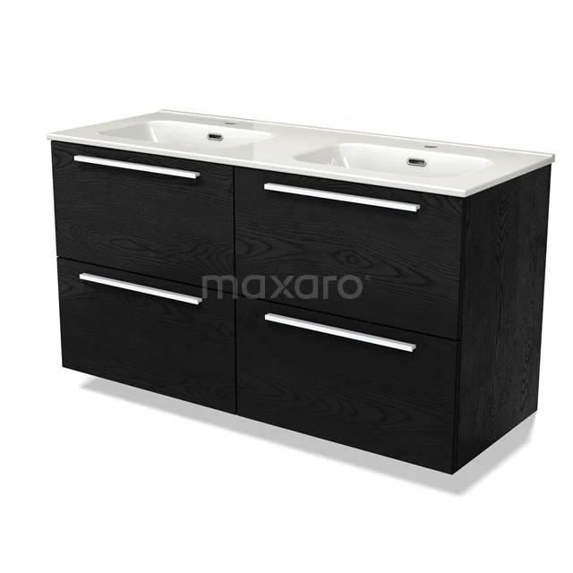 Modulo Vanity units with basin | 120 cm Black oak Flat front Ceramic 4 drawers BMW18-00976