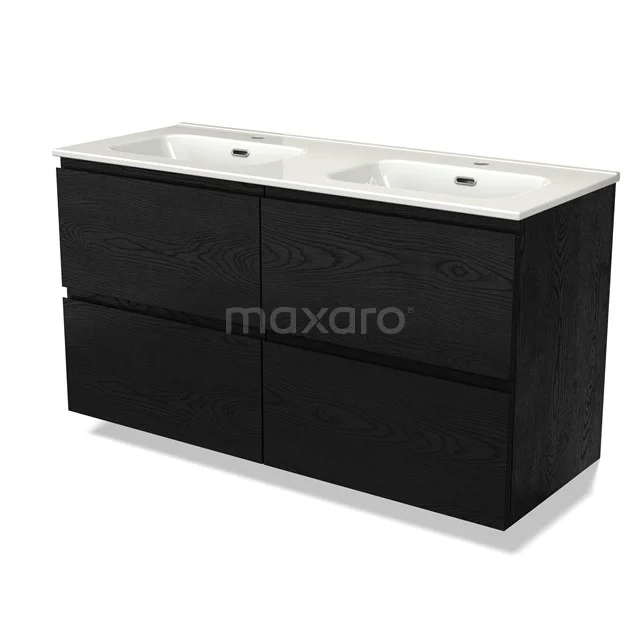Modulo Vanity units with basin | 120 cm Black oak Handle-less front Ceramic 4 drawers BMW18-00990