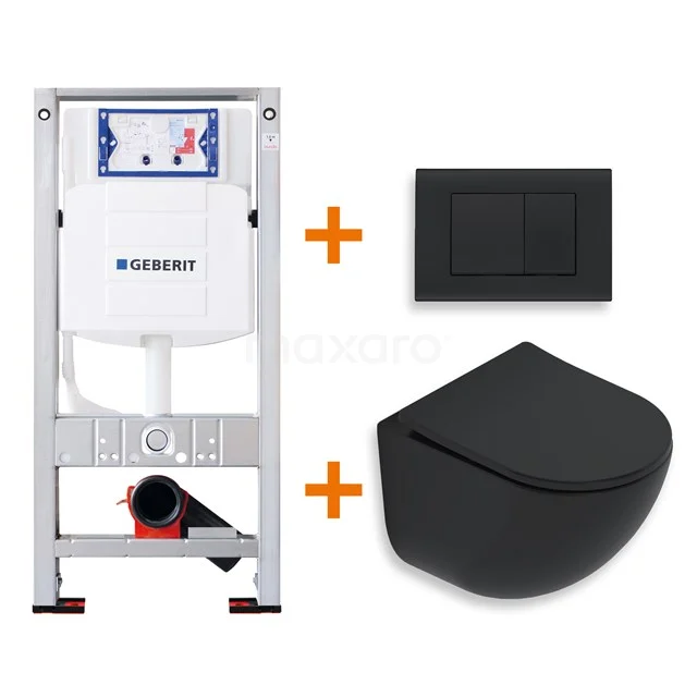 Toilet set Matte black with Easy clean + Geberit UP320 concealed cistern TOI033