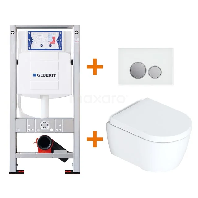Toiletset Mat wit Verkort met Easy Clean + Geberit UP320 inbouwreservoir TOI015