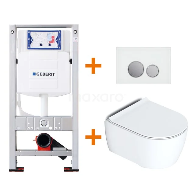 Toiletset Mat wit Verkort met Easy Clean + Geberit UP320 inbouwreservoir TOI016