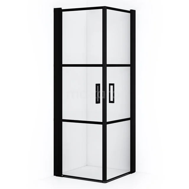 Diamond Shower enclosure | 65x65 cm Matte black Clear with 4 black stripes Pivot door Square CDE10606218MBN