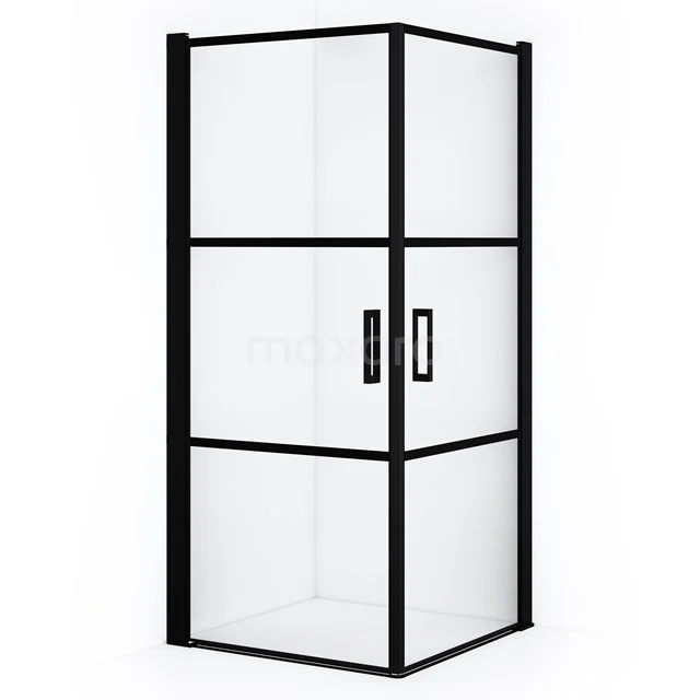 Diamond Shower enclosure | 80x80 cm Matte black Clear with 4 black stripes Pivot door Square CDE10808118MBN