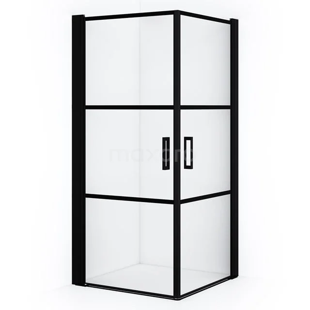 Diamond Shower cabin | 85x75 cm Matte black Clear with 4 black stripes Pivot door Rectangle CDE10807218MBN