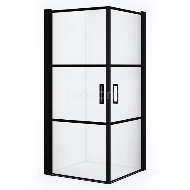 Diamond Shower enclosure | 85x85 cm Matte black Clear with 4 black stripes Pivot door Square CDE10808218MBN