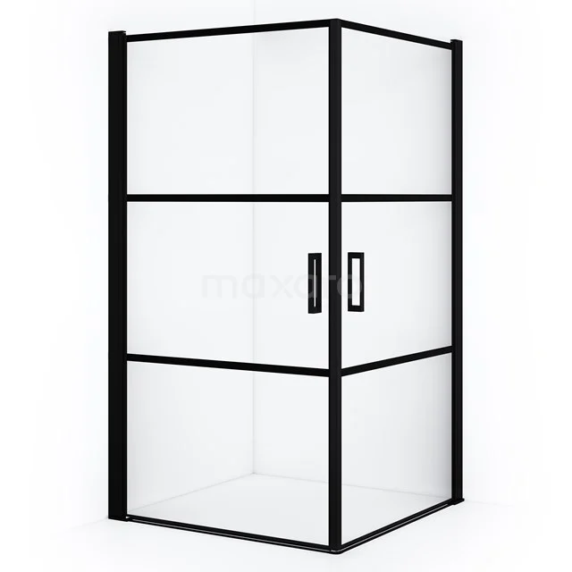 Diamond Shower enclosure | 90x90 cm Matte black Clear with 4 black stripes Pivot door Square CDE10909118MBN