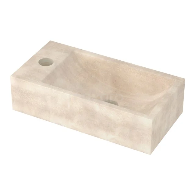 Handwaschbecken WC Travertin Naturstein Hahnloch Links N124-1011-1