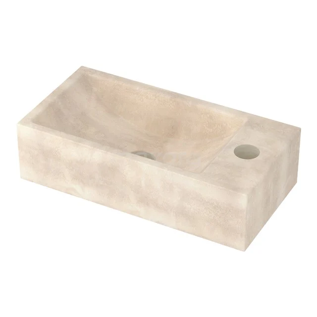 Handwaschbecken WC Travertin Naturstein Hahnloch Rechts N124-1016