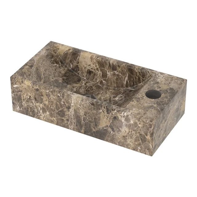 Handwaschbecken WC Dunkel Emperador Naturstein Hahnloch Rechts N125-1016-1